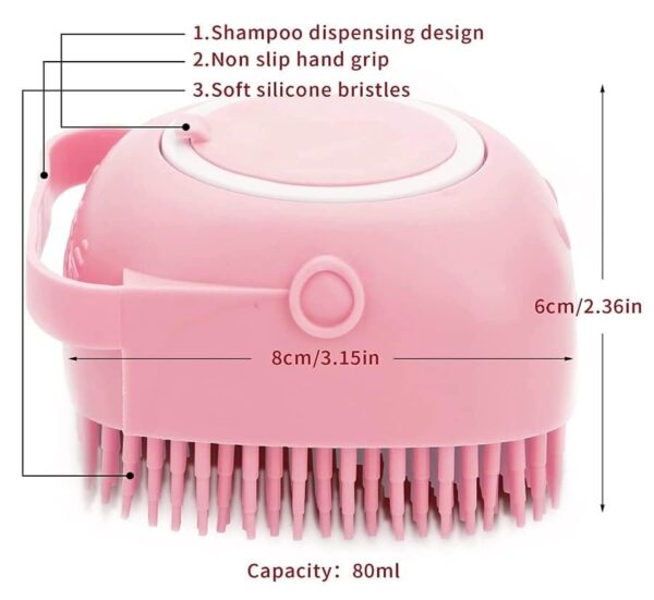 Pet Bath Massage Brush Puppy Dog Cat Grooming Cleaning Soft (Pink) - Image 2