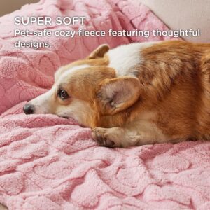 Bedsure 1 Pack 3 Dog Blankets for Small Dogs - 3pcs Washable Fluffy Fuzzy Puppy Cat Blanket with Premium 300GSM Coral Fleece Soft for Pet Kitten Doggy, 16x23, Pink