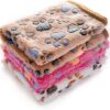 1 Pack 3 Blankets Super Soft Fluffy Premium Fleece Pet Blanket Flannel Throw for Dog Puppy Cat Paw Brown/Pink/White Small(23x16 inch) - Image 5