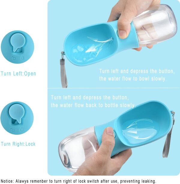 Dog Water Bottle with Food Container, Travel Puppy Water Bowl, Portable Pet Dispenser, Cat Walking and Hiking Dog Gift - Image 2