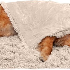 Furhaven Waterproof Throw Blanket for Dogs & Indoor Cats, Washable - Shaggy Plush Calming Long Faux Fur & Velvet Dog Blanket - Taupe, Extra Large/XL...