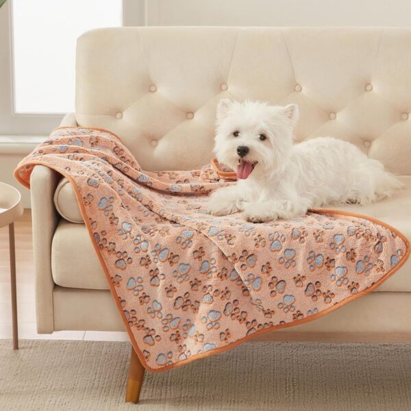 1 Pack 3 Blankets Super Soft Fluffy Premium Fleece Pet Blanket Flannel Throw for Dog Puppy Cat Paw Brown/Pink/White Small(23x16 inch) - Image 4