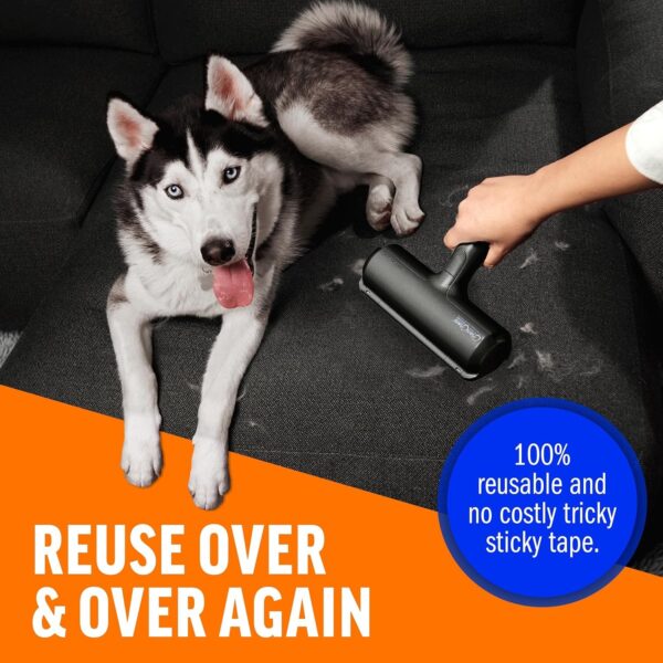 Chom Chom Roller Pet Hair Remover and Reusable Lint Roller - Black ChomChom Cat and Dog Hair Remover for Furniture, Couch, Carpet, Clothing and Bedding - Portable, Multi-Surface Fur Removal Tool - Image 6