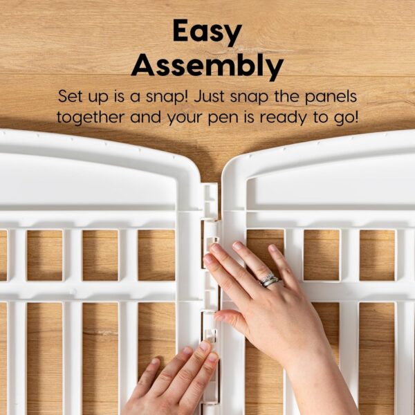 IRIS USA 24" 4-Panel Pet Dog Puppy Playpen with Door, for Puppies and Small Dogs, Keep Pets Secure, Easy Assemble, Fold It Down, Easy Storing, Customizable, White
