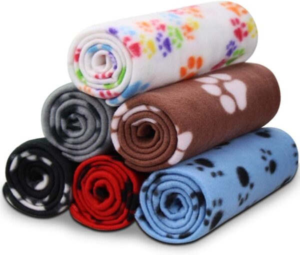 Comsmart Dog Blankets for Small Dogs, 6 Pack Puppy Blanket Cute Paw Print Pet Blanket for Dog, Puppy, Cat, Kitten, 24x28 inches - Image 2