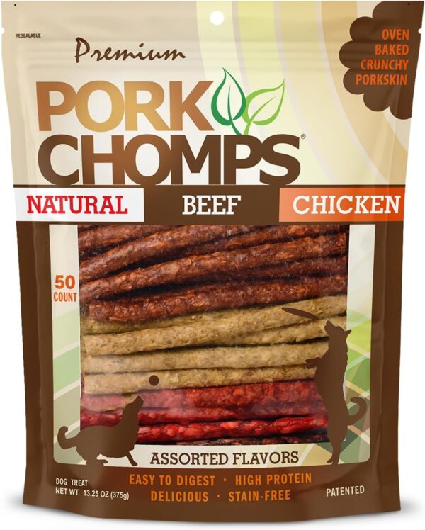 Pork Chomps Dog Chews, 5-inch Munchy Sticks, Assorted Flavors, 50 Count (Pack of 1) - Image 6