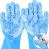 Pecute Pet Grooming Gloves - Heat Resistant Silicone Gloves with High-Density Teeth, Enhanced Five Finger Design for Bathing and Massaging Dogs and Cats, Blue - Image 5