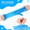 Pecute Pet Grooming Gloves - Heat Resistant Silicone Gloves with High-Density Teeth, Enhanced Five Finger Design for Bathing and Massaging Dogs and Cats, Blue - Image 2