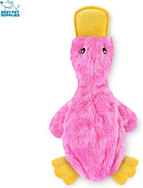 Best Pet Supplies Crinkle Dog Toy for Small, Medium, and Large Breeds, Cute No Stuffing Duck with Soft Squeaker, Fun for Indoor Puppies and Senior Pups, Plush No Mess Chew and Play - Light Pink - Image 5