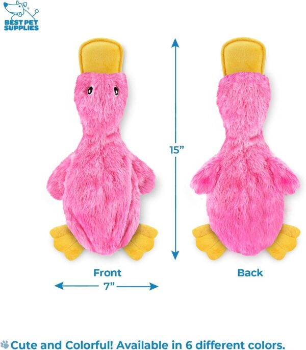Best Pet Supplies Crinkle Dog Toy for Small, Medium, and Large Breeds, Cute No Stuffing Duck with Soft Squeaker, Fun for Indoor Puppies and Senior Pups, Plush No Mess Chew and Play - Light Pink - Image 3